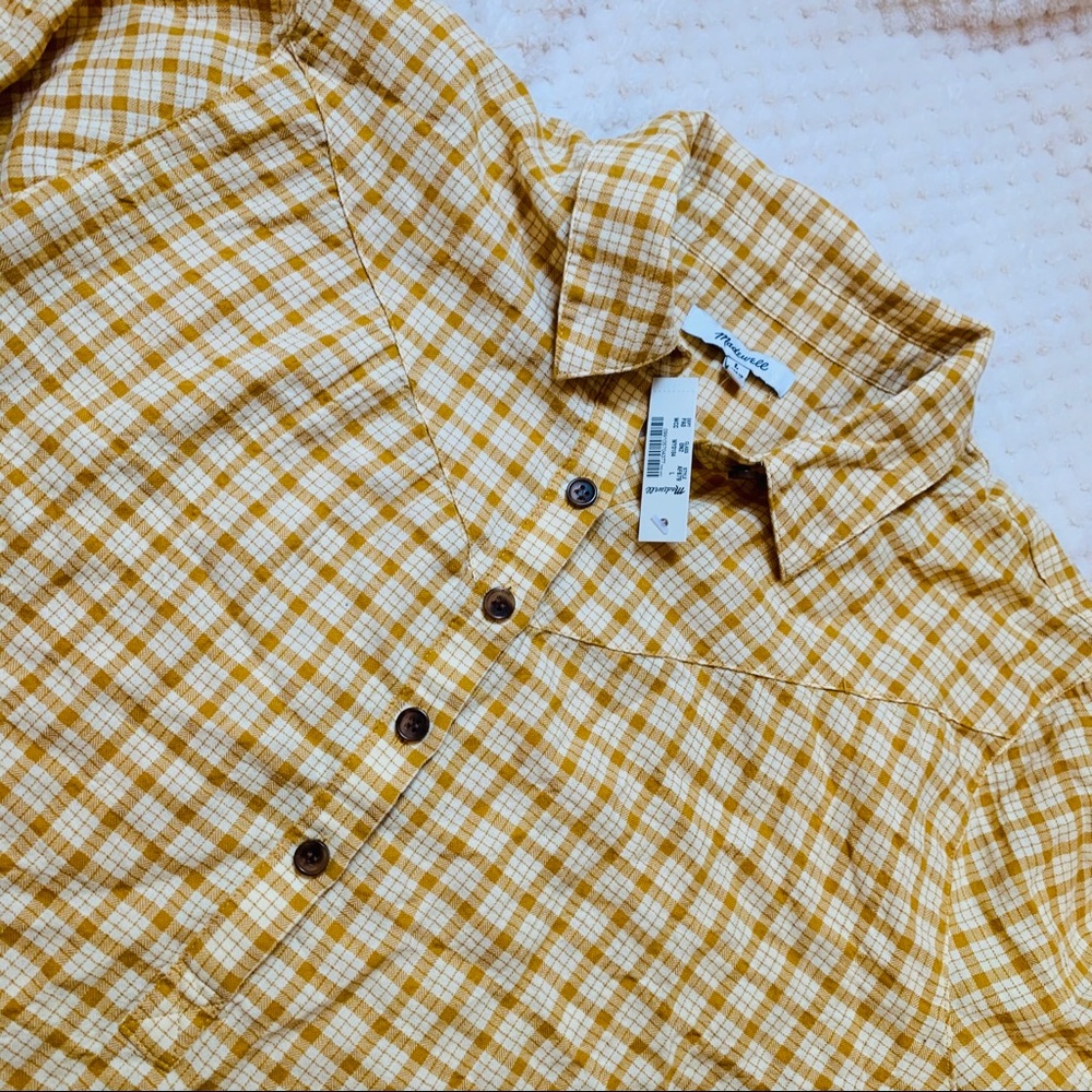 Madewell Plaid Western Popover Top - NWT